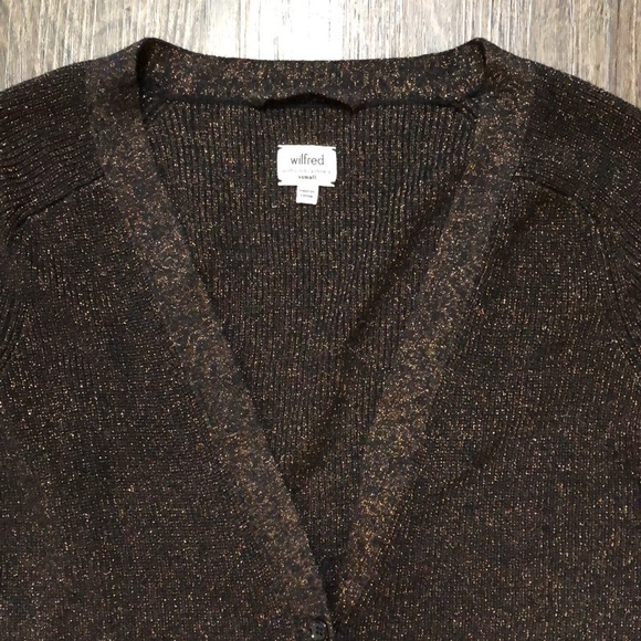 Wilfred Brown/Gold Glitter Silk & Cashmere Cardigan - Picture 6 of 15